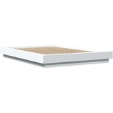 vidaXL Posteljni okvir z LED lučkami bel 135x190 cm inženirski les | Shoptok.si