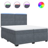  Krevet s oprugama i madracem tamnosivi 200x200 cm baršunasti | shoptok.hr