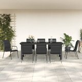  9-dijelni vrtni blagovaonski set crni od čelika i tekstilena | shoptok.hr