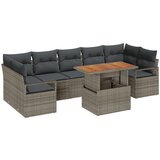vidaXL Set od 8 komada vrtne sofe s jastučićima siva poliratan akacija, 2-sjedalna vrtna sofa s jastučićima siva poliratan Cijene