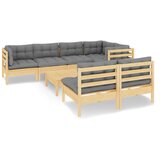  8-dijelna vrtna garnitura od borovine sa sivim jastucima | shoptok.hr