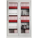 mauser Omara z drsnimi vrati, s steklenimi vrati, 8 polic, sredinska predelna stena, VxŠxG 1965 x 1600 x 420 mm, svetlo siva | Shoptok.si