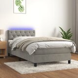 The Living Store Box spring postelja z vzmetnico LED svetlo siva 80x200 cm žamet - Box Spring Postelja, (21488445) Cene