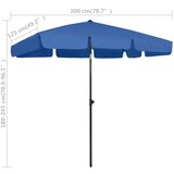 vidaXL Suncobran za plažu azurno plavi 200 x 125 cm | shoptok.hr