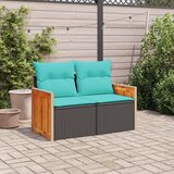  Vrtna sofa s jastucima za 2 osobe, crna, poli ratan | shoptok.hr