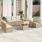 Maison Chic Seti vrtnega pohištva - Vrtna garnitura - Vrtni pohištvo set 8-delna z blazinami bež poli ratan, (21799550) | Shoptok.si