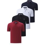 Dewberry QUAD SET T8561 MENS T-SHIRT-BLACK-WHITE-NAVY BLUE-BURGUNDY Cijene