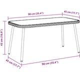  Kava Stol Smeđa i crna 90 x 45 x 43 cm poliratan | shoptok.hr