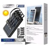 Andowl solarna Polnilna Baterija - Solar Powerbank 12.000 mAh | Shoptok.si