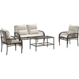  4-dijelni set vrtnih sofa od poliratana s jastucima smeđi | shoptok.hr