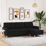  Trosjed s tabureom crni 210 cm od tkanine | shoptok.hr
