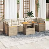 vidaXL Vrtna sedežna garnitura z blazinami 8-delna bež ratan/akacija, (21783113) | Shoptok.si