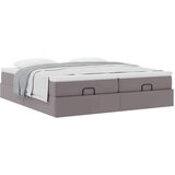 vidaXL Otomanski posteljni okvir z vzmetnicami siv 180x200cm um. usnje | Shoptok.si