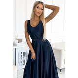 Numoco Long satin dress with neckline and bow | shoptok.hr