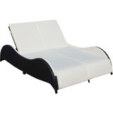 Maison Chic Dvojni Ležalnik - Sončna ležalnik z blazino poli ratan črn, (22042680) | Shoptok.si
