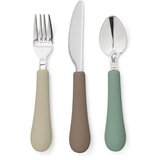 CamCam Copenhagen Smeđi/bež silikonski dječji pribor za jelo 3 kom Olive Mix – Cijene