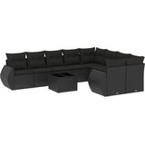 vidaXL 10-dijelni set vrtnih sofa s jastucima crni od poliratana | shoptok.hr