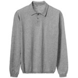 Lanaioli Polo majice dolgi rokavi Polo Uomo in cotone maniche lunghe Siva Cene