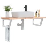  Zidna polica za umivaonik od čelika i masivne bukovine Smeđa 100 x 50 x 2.5 cm | shoptok.hr