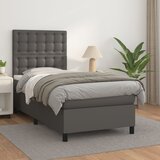 vidaXL Box spring postelja z vzmetnico siv 100x200 cm umetno usnje Cene
