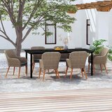  7-dijelni vrtni blagovaonski set s jastucima smeđi Smeđa Dužina stola 140 cm | shoptok.hr