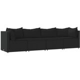 The Living Store Vrtna sedežna garnitura 4-delna z blazinami črn poli ratan - Vrtna Sedežna Garnitura, (21461113) | Shoptok.si