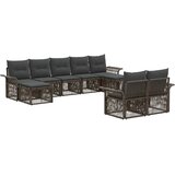 vidaXL Vrtna sedežna garnitura 9 pcs Siva poli ratan, (5000271250) | Shoptok.si