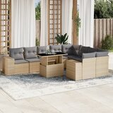 vidaXL 10-dijelni set vrtnih sofa s jastucima bež od poliratana | shoptok.hr