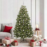 vidaXL Umjetno božićno drvce S LED lampica Zelena 180 cm PVC i metal | shoptok.hr