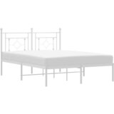  The Living Store Kovinski posteljni okvir z vzglavjem bel 140x190 cm - Posteljni Okvir, (21448815) | Shoptok.si