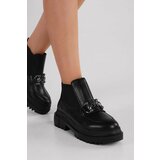 Shoeberry Women's Tastor Black Buckle Boots Loafer Black Skin Cene