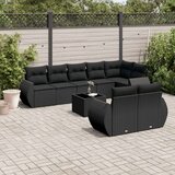 vidaXL 9-dijelni set vrtnih sofa s jastucima crni od poliratana | shoptok.hr