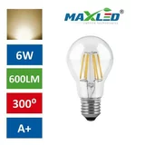 MAX-LED LED žarnica - sijalka E27 6W (50W) fillament toplo bela 3000K