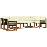 vidaXL Zunanja garnitura za sedenje z blazino 7 pcs Naravna in smetana, (5000282244) | Shoptok.si