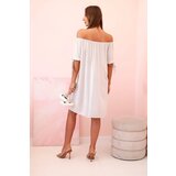 Kesi Włoski Women's viscose dress with tied sleeves beige | shoptok.hr