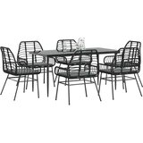 vidaXL 7-dijelni vrtni blagovaonski set s jastucima crno | shoptok.hr
