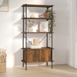 The Living Store Regal z omarico 5-nadstropen 80x40x163 cm jeklo in inž. les - Regal Z Omarico, (21437003) Cene