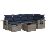 vidaXL Vrtna garnitura - 7-dijelni set vrtnih sofa sivi od poliratana - Siva sa spremištem 5 | shoptok.hr