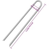  Klinovi za šator U-oblika 12 kom 41,5 cm Ø12 mm pocinčani čelik | shoptok.hr