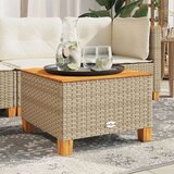 vidaXL Vrtna miza bež 55x55x36 cm poli ratan in akacijev les | Shoptok.si
