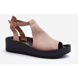 Zazoo 2914 Women's Suede Sandals Beige | Shoptok.si