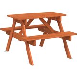  Stol za piknik za 4 djece s otvorom za suncobran od jelovine | shoptok.hr