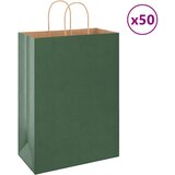 vidaXL Papirnate vrečke 50 kosov z ročaji zelene barve 32x17x44 cm | Shoptok.si