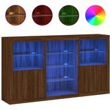 Maison Chic Komoda - Predalnik z LED lučkami dimljen rjav hrast 181,5x37x100 cm, (21720092) Cene
