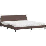 vidaXL Postelja z vzmetnico rjava 200x200 cm umetno usnje, (21204729) Cene