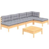  6-dijelna vrtna garnitura od borovine sa sivim jastucima | shoptok.hr