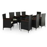  9-dijelni vrtni blagovaonski set s jastucima crni | shoptok.hr