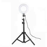 INF Vrtljiv selfie obroč na stojalu z LED lučkami, 20 cm - črn, (21278257) | Shoptok.si
