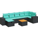  Vrtna garnitura - 8-dijelni set vrtnih sofa od poliratana s jastucima crni - Crna 1 | shoptok.hr