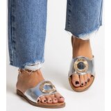 Gemre Silver flip-flops with decorative buckle Ganea | Shoptok.si